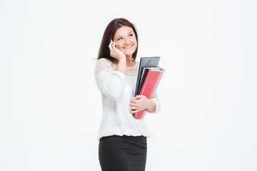 Fototapeta premium Happy businesswoman talking on the phone