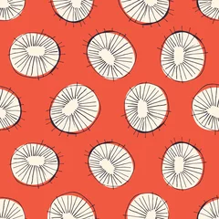 Velours gordijnen Jaren 50 Naadloze patroon met abstracte cirkels