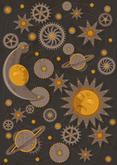 Illustration of dynamical (gravitational) astronomy or celestial mechanics © valentinakru