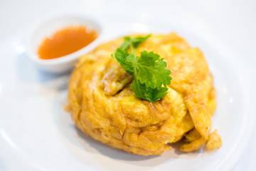 Delicious crab fries egg in Thai Style omelet