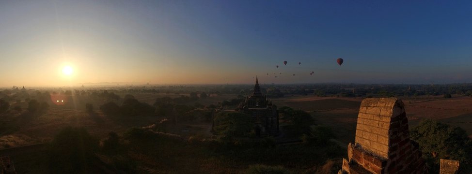 sunrise over temples of Bagan in Myanmar