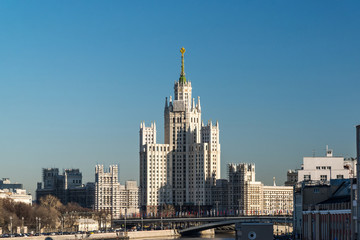 Fototapeta na wymiar Stalin-era building on Kotelnicheskaya Embankment Moscow, Russia