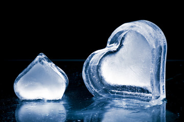 frozen hearts in ice