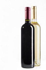 Red and white wine bottles