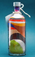 bottle with colorful sand - 105250028