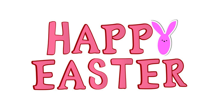 happy easter with pink bunny