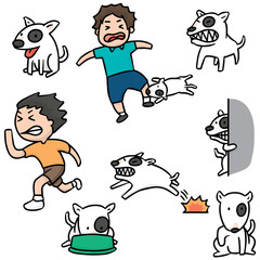 vector set of man and dog