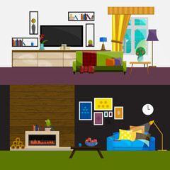 Living room Interior. Modern flat design illustration