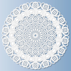 3D mandala,  decorative doily,  lace  snowflake, embossed pattern, lace pattern, arabic ornament,indian ornament,  vector