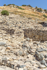 Choirokoitia (Khirokitia) Neolithic Settlement of 7-4-th millennium B.C. fisheye view. World Heritage Site by UNESCO. Cyprus.
