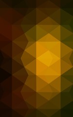 Multicolor dark green, yellow, orange polygonal design pattern, which consist of triangles and gradient in origami style.