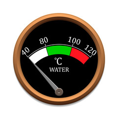 Water temperature scale with arrow