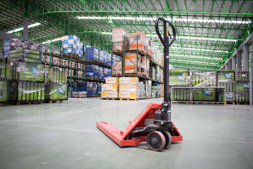The Hand pallet truck in a warehouse