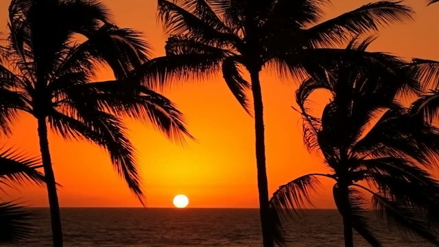 Tropical beach sunset, timelapse