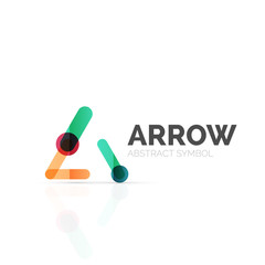 Linear arrow abstract logo, connected multicolored segments of lines in directional pointer figure
