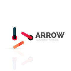 Linear arrow abstract logo, connected multicolored segments of lines in directional pointer figure