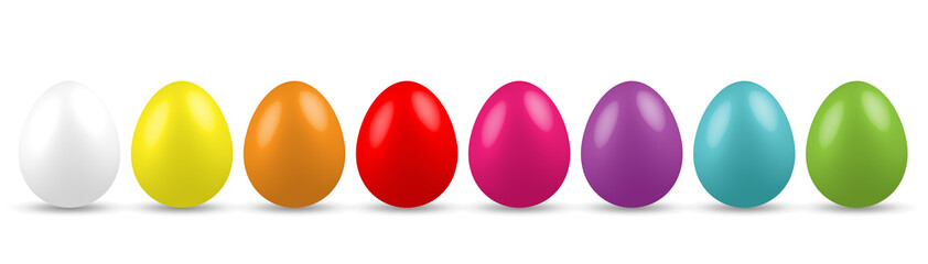 Fototapeta premium Bunte Ostereier suchen Eier färben Vektor Banner