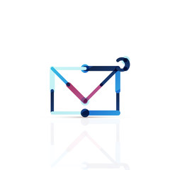 Vector email business symbol, or at sign logo. Linear minimalistic flat icon design
