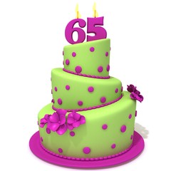 Birthday cake with number sixty five