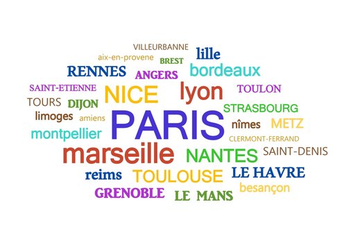 les 30 plus grandes villes fran&ccedil;aises,nuage de mots
