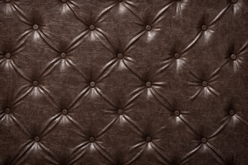 Genuine leather upholstery background for a luxury decoration in Brown tones.