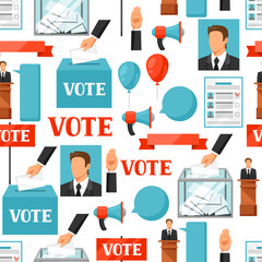 Vote political elections seamless pattern. Background for campaign leaflets, web sites and flayers