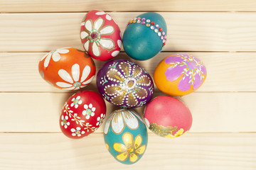 Fototapeta na wymiar Easter eggs, small DOF, focus on top egg