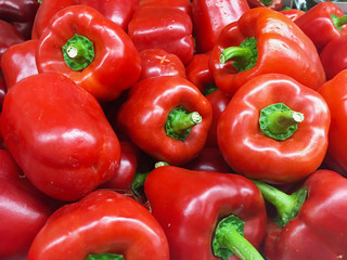 Fresh red sweet bell peppers