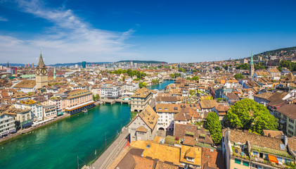 Fototapeta na wymiar Aerial city panorama of Zürich, Switzerland