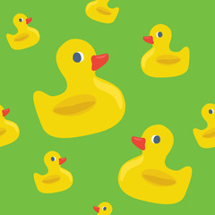 Cute seamless pattern with yellow rubber duck 