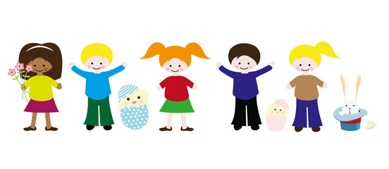 Fröhliche Kinder an Ostern Vektor