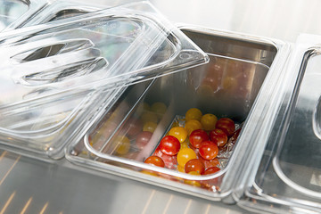 Counter for food warmers in a fast food restaurant
