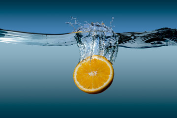 tropical citrus orange fruit  on a blue background