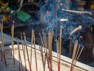 Incense sticks(joss sticks) burning.
