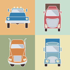 Set of elements cargo transportation. Lorry icons. Vector illustration