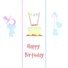 Flat happy Birthday festive background for card