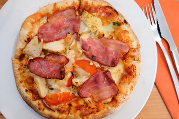 pizza on white place 