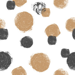 Stoffe zum Nähen Nahtloses Muster mit Grunge-Kreisen. Schwarz und gold Grunge circ