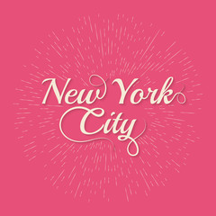 Vintage Hand lettered textured New York