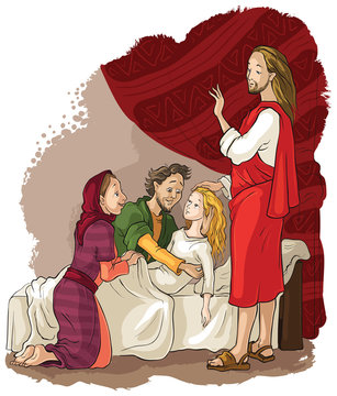 Miracles of Jesus. Raising of Jairus daughter