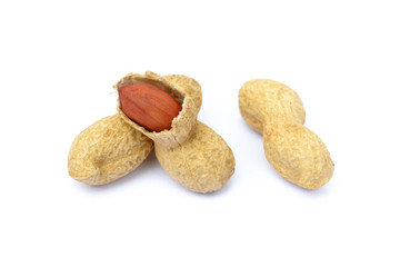 Peanuts in shell isolated on white background