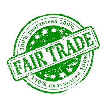 Damage to the green stamp - fair trade - vector eps