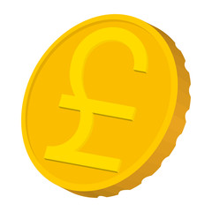 Obraz premium Gold coin with Pound sign icon, cartoon style 