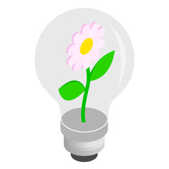Bulb light with flower inside icon