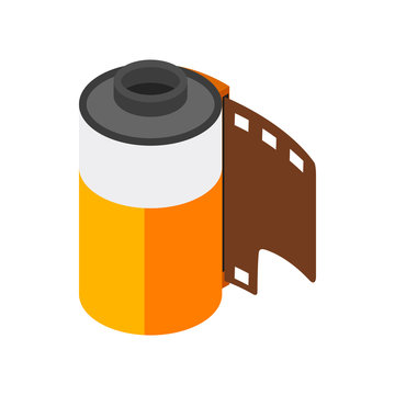 Camera Film Roll Icon, Isometric 3d Style 