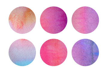 Six light pastel circles in watercolors