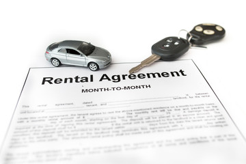 Car rental agreement with car on center