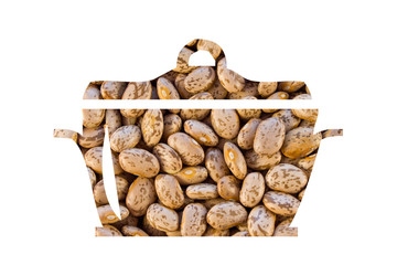 Haricot beans spotted brown color in a painted pot