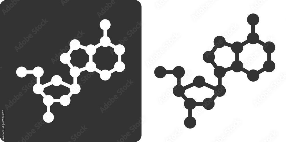 Poster deoxyadenosine (da) dna building block, flat icon style.