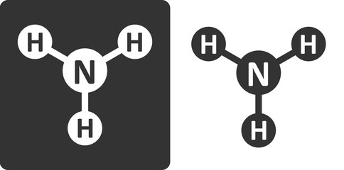 Ammonia (NH3) molecule, flat icon style. 